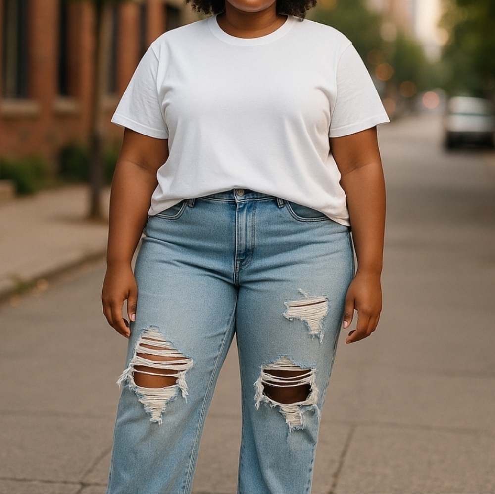 Good American  Cropped Distressed Plus Size Jeans. Size 18